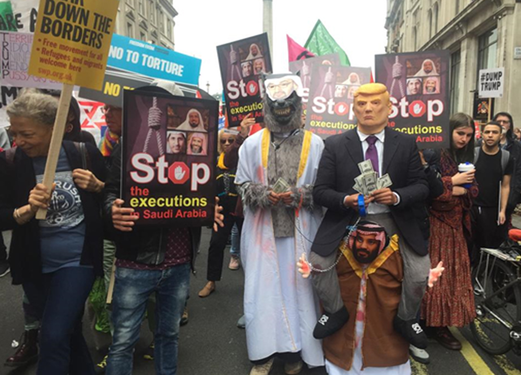 مظاهرات ضخمة ضد ترامب في وسط لندن - شاهد