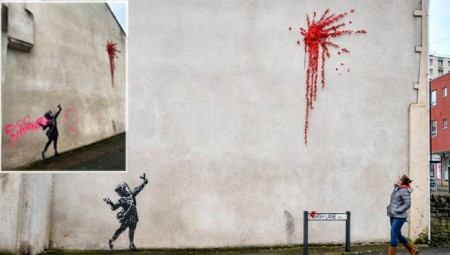 لندن.. تخريب لوحة جديدة للفنان بانكسي على جدار في بريستول