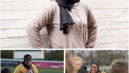 بريطانية تترك وظيفتها كممرضة لتصبح أول لاعبة رغبي سوداء مسلمة في بريطانيا
